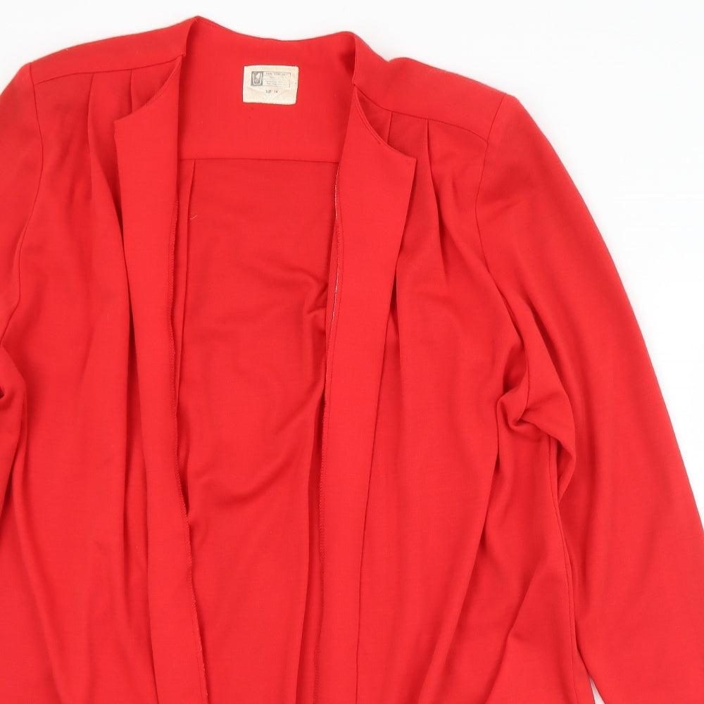 Preworn Womens Red Collared  Polyester Cardigan Jumper Size 14