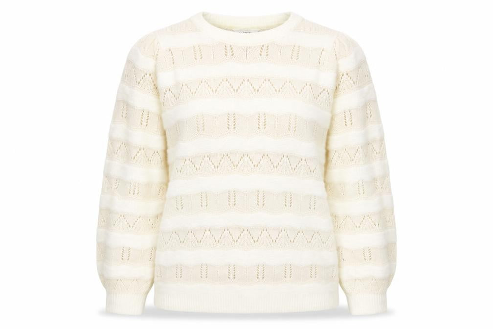 Matalan Womens White Crew Neck Striped Acrylic Pullover Jumper Size M