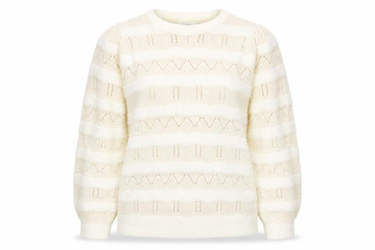 Matalan Womens White Crew Neck Striped Acrylic Pullover Jumper Size M