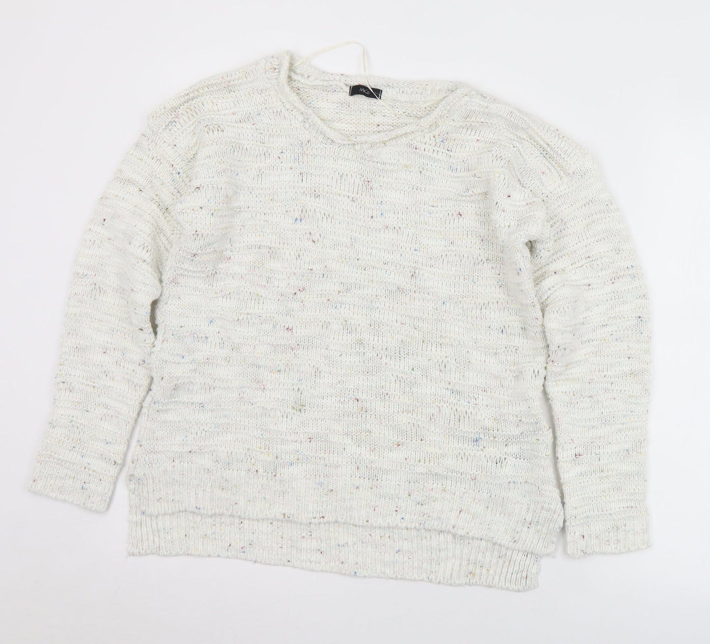 M&Co Womens Ivory Round Neck  Acrylic Pullover Jumper Size L