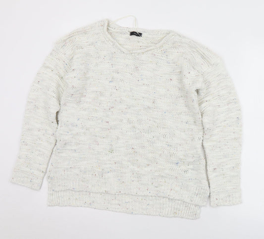 M&Co Womens Ivory Round Neck  Acrylic Pullover Jumper Size L