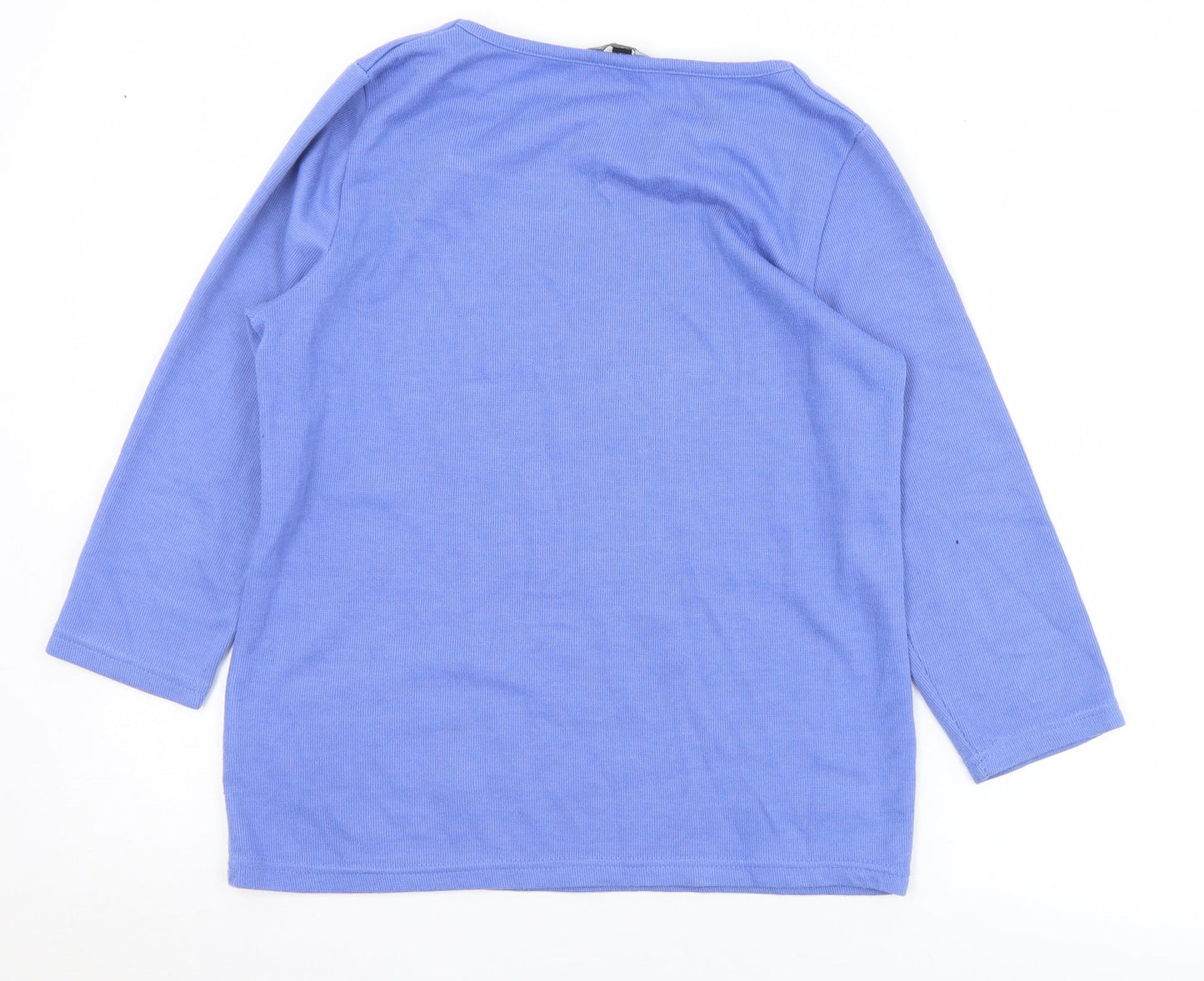 Love Leisure Womens Blue Square Neck  Polyester Pullover Jumper Size 12