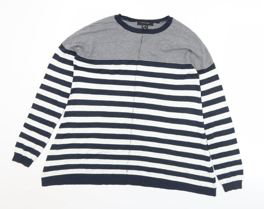 Atmosphere Womens Blue Crew Neck Striped Viscose Pullover Jumper Size 12