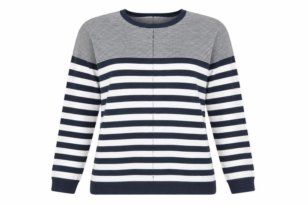 Atmosphere Womens Blue Crew Neck Striped Viscose Pullover Jumper Size 12