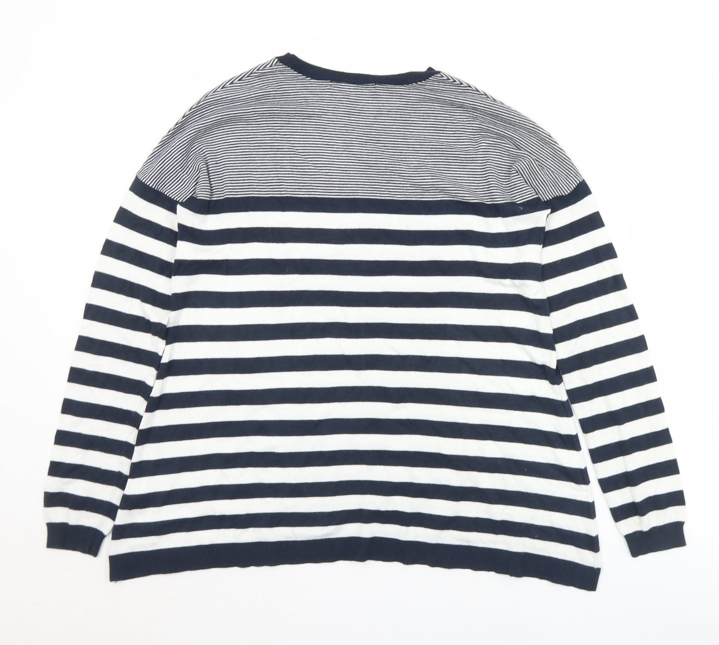Atmosphere Womens Blue Crew Neck Striped Viscose Pullover Jumper Size 12