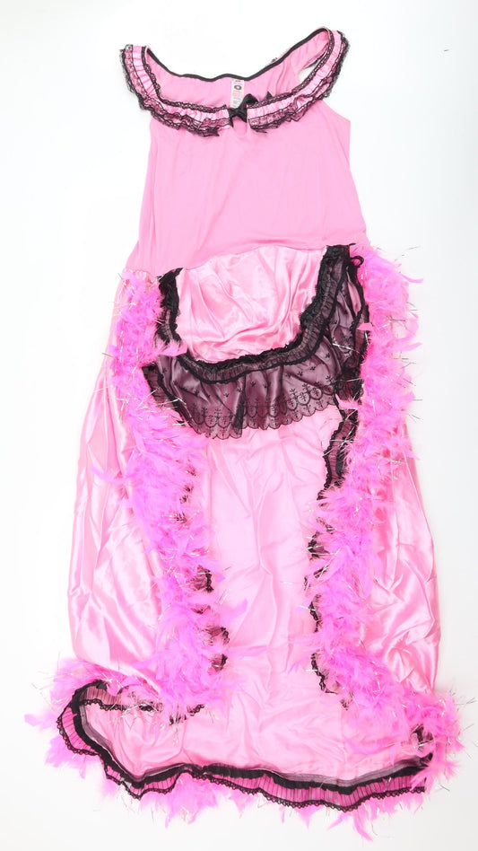 Smiffys Womens Pink  Polyester Wrap Dress  Size M  Round Neck  - Fancy Dress