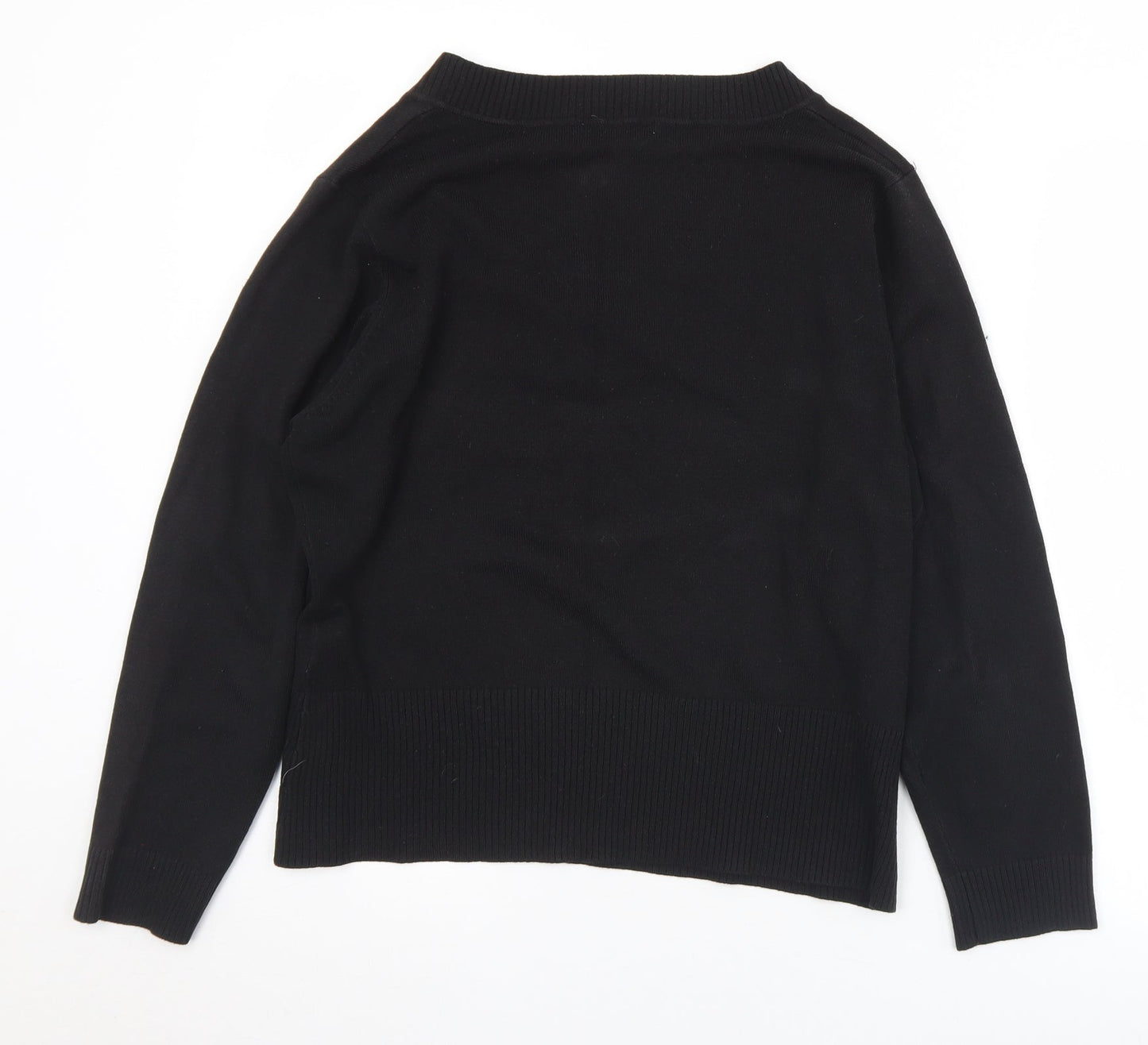 Papaya Womens Black V-Neck  Acrylic Pullover Jumper Size 22