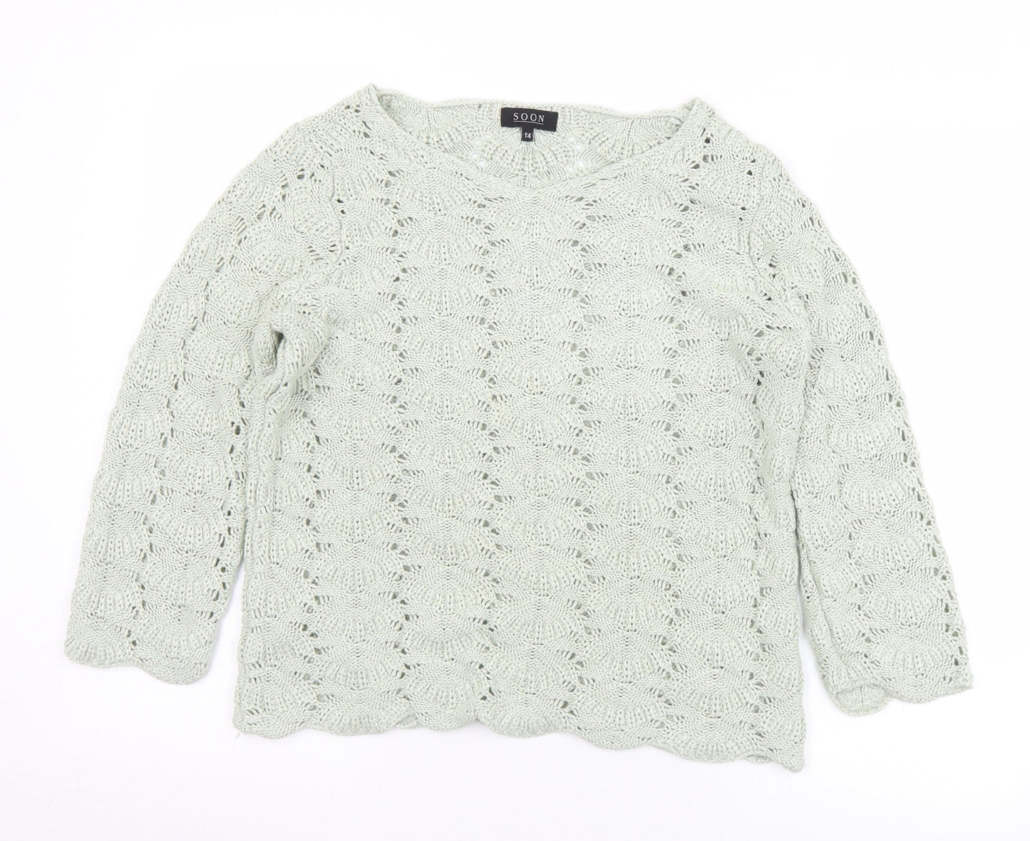 Matalan Womens Green Round Neck  Acrylic Pullover Jumper Size 14
