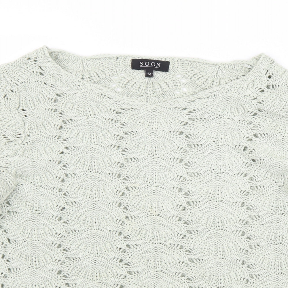 Matalan Womens Green Round Neck  Acrylic Pullover Jumper Size 14