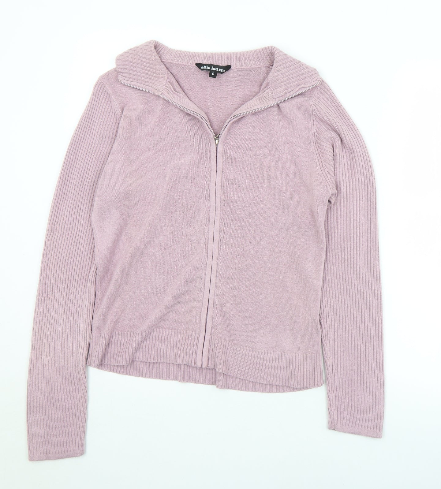 Ellie Louise Womens Purple Collared  Acrylic Full Zip Jumper Size S