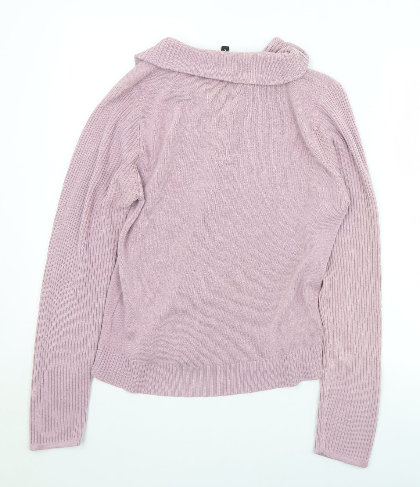 Ellie Louise Womens Purple Collared  Acrylic Full Zip Jumper Size S