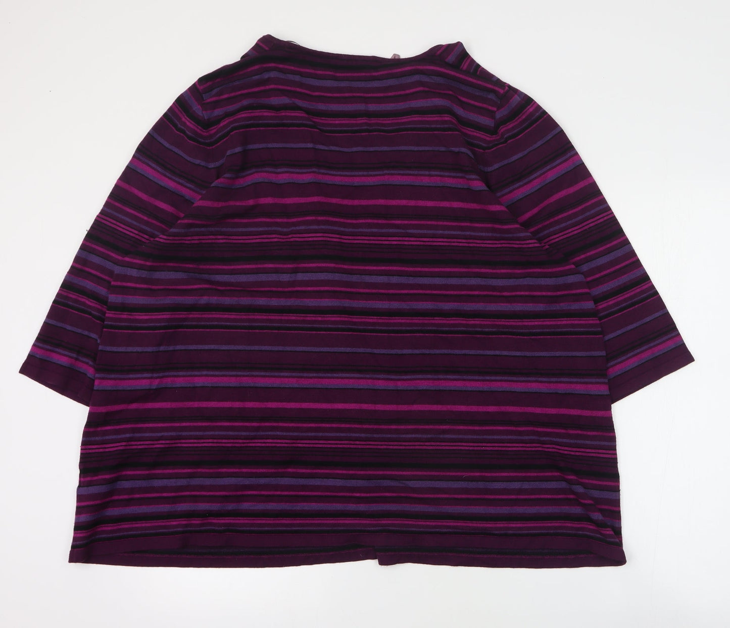 Essense Womens Purple V-Neck Striped Viscose Pullover Jumper Size 30