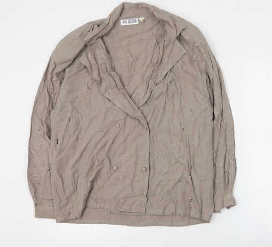 Together Womens Brown  Viscose Basic Blouse Size 12 V-Neck