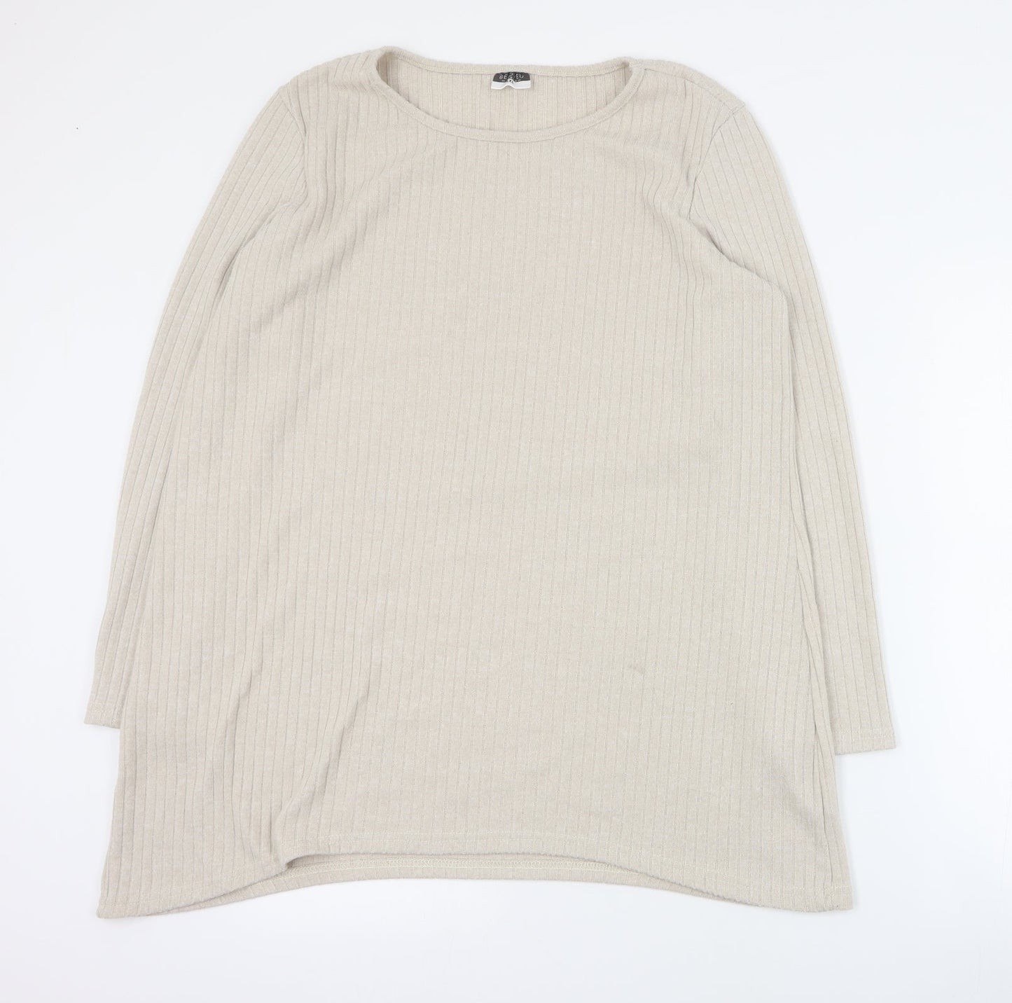 Beloved Womens Beige Round Neck  Polyester Pullover Jumper Size 2XL