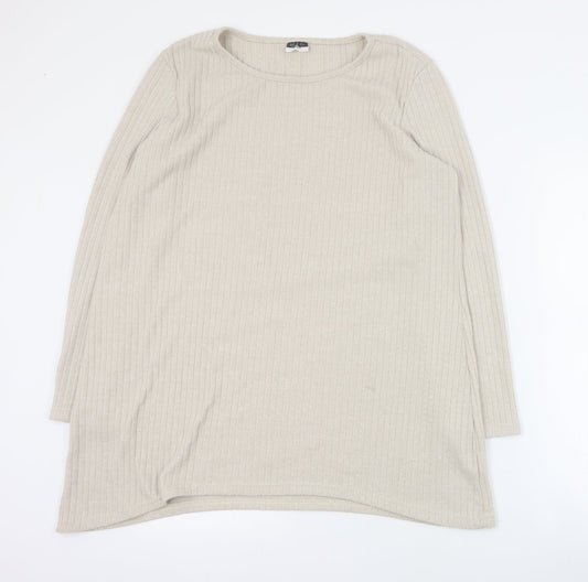 Beloved Womens Beige Round Neck  Polyester Pullover Jumper Size 2XL