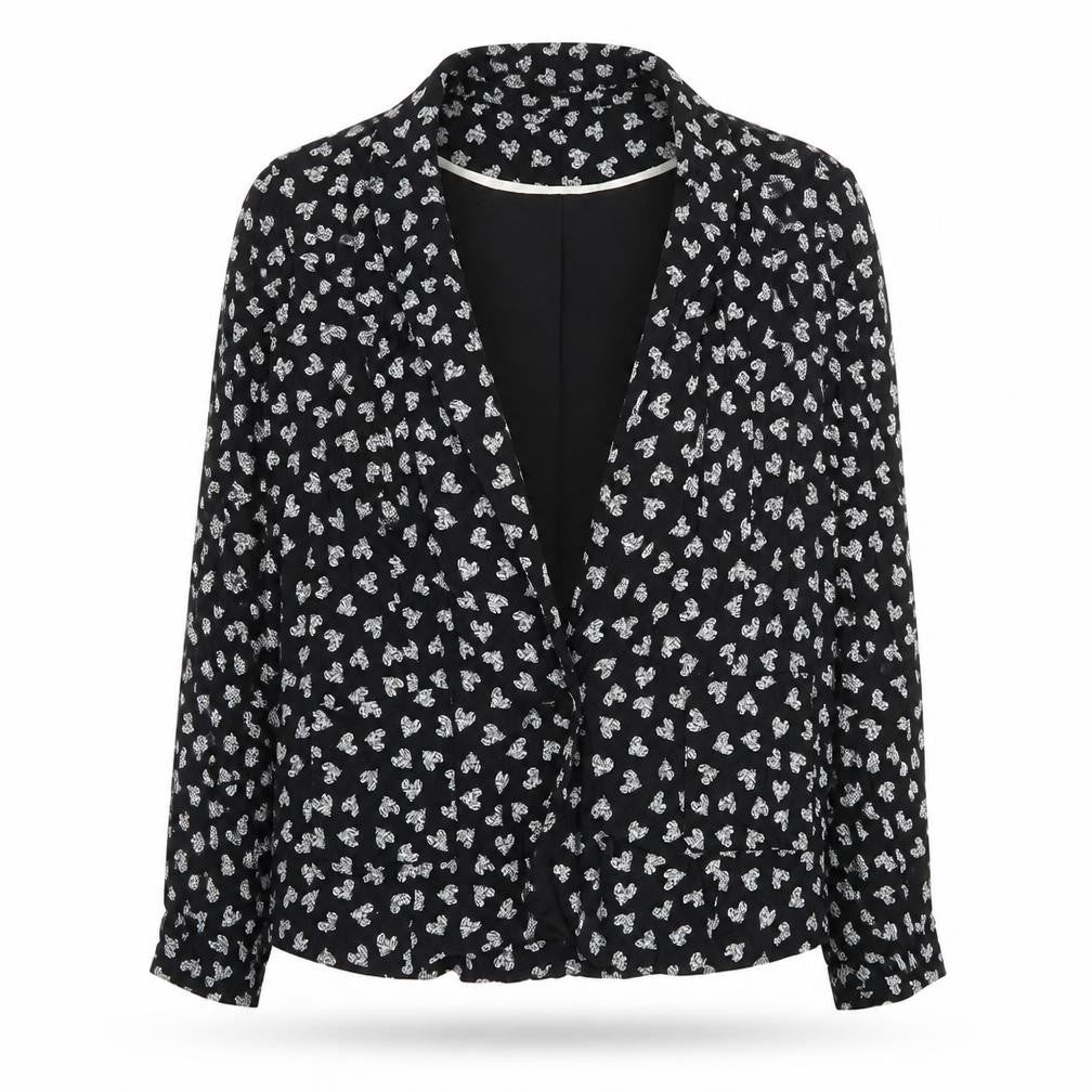 Primark Womens Black Geometric  Jacket Blazer Size 14  Button