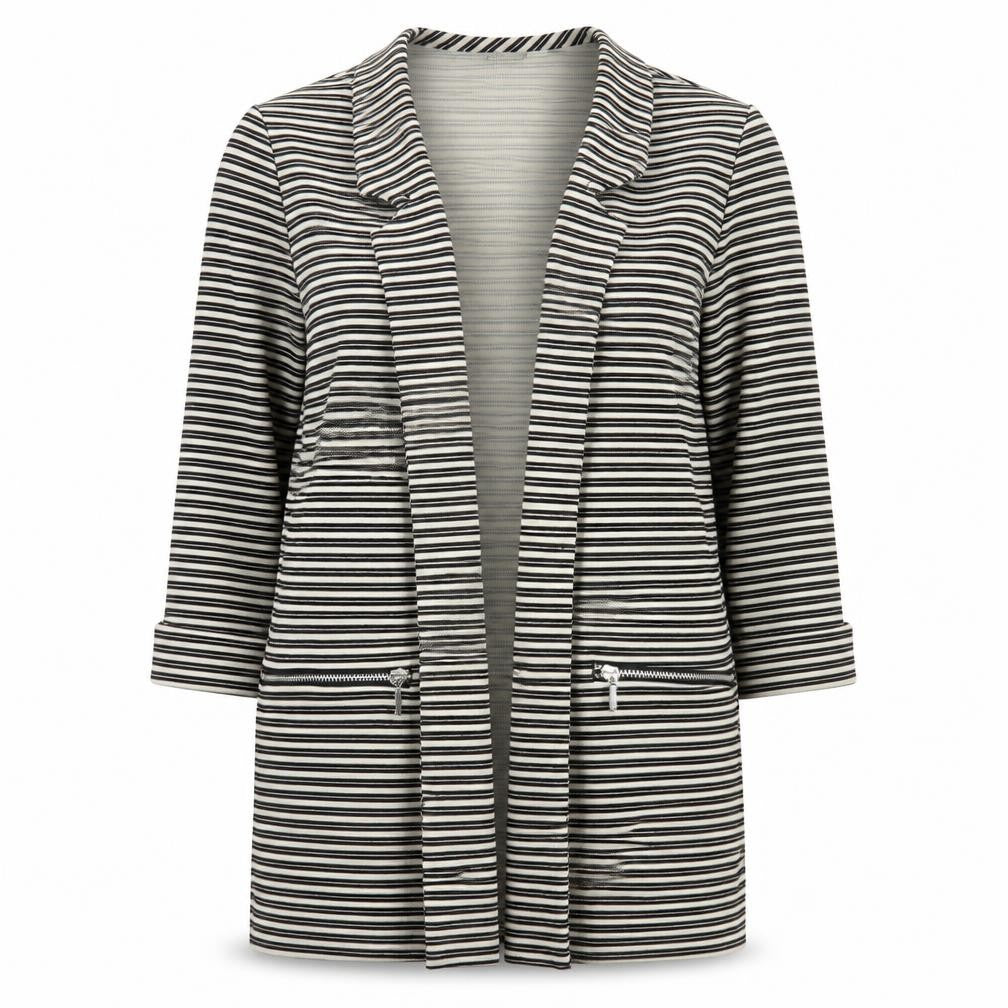 M&Co Womens Black Striped  Jacket Blazer Size 12