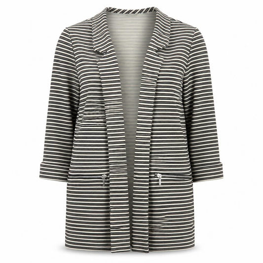 M&Co Womens Black Striped  Jacket Blazer Size 12