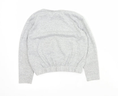 Preloved Matalan Girls Grey Round Neck  Polyester Pullover Jumper Size 9 Years  Pullover - Back