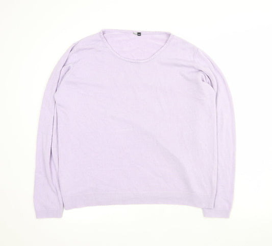 Essentials Womens Purple Round Neck  Acrylic Pullover Jumper Size 16