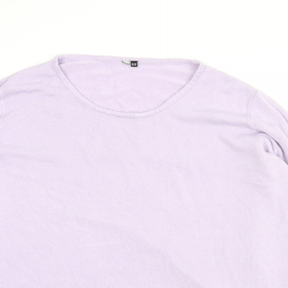 Essentials Womens Purple Round Neck  Acrylic Pullover Jumper Size 16