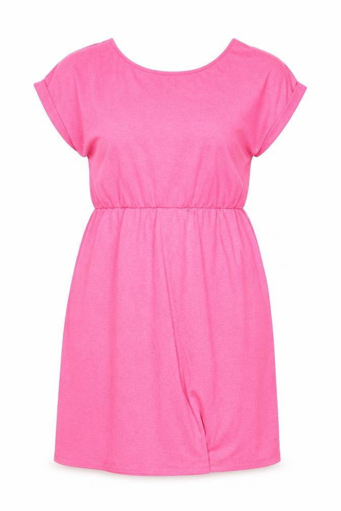 Dunnes Womens Pink  Polyester A-Line  Size M  Round Neck Tie