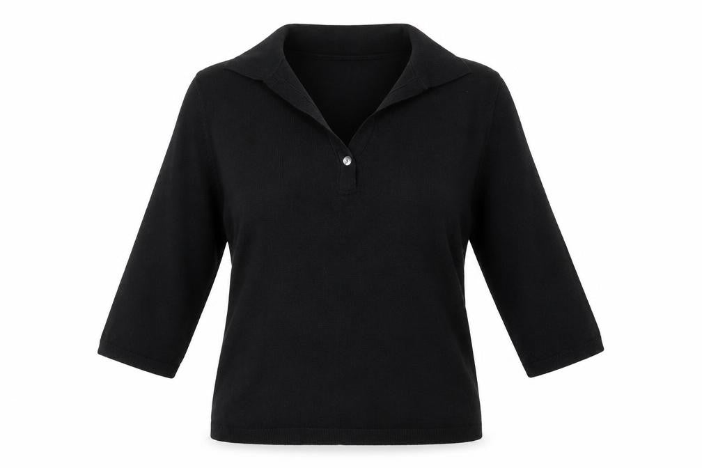 Essentials Womens Black Collared  Cotton Cardigan Jumper Size 18