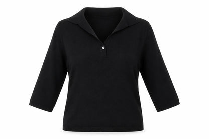 Essentials Womens Black Collared  Cotton Cardigan Jumper Size 18