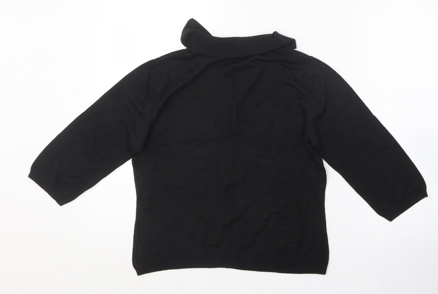 Essentials Womens Black Collared  Cotton Cardigan Jumper Size 18