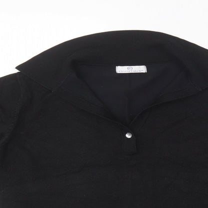 Essentials Womens Black Collared  Cotton Cardigan Jumper Size 18
