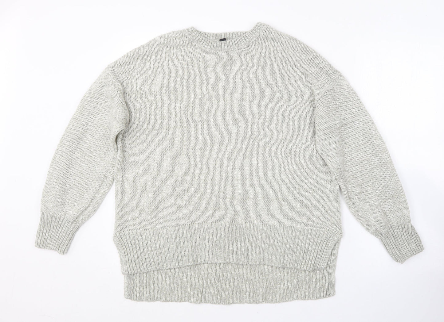 New Look Womens Grey Round Neck  Acrylic Pullover Jumper Size M