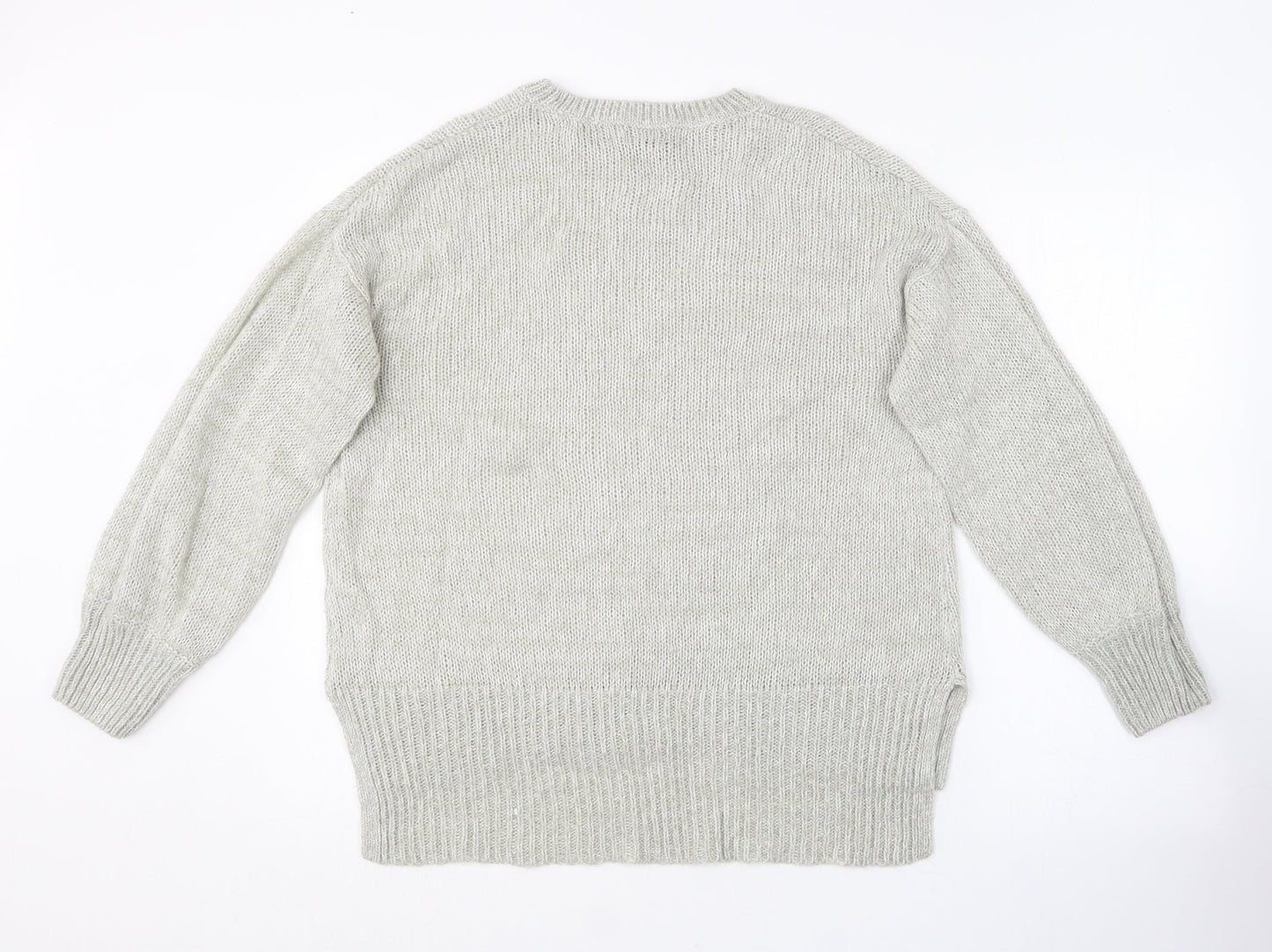 New Look Womens Grey Round Neck  Acrylic Pullover Jumper Size M
