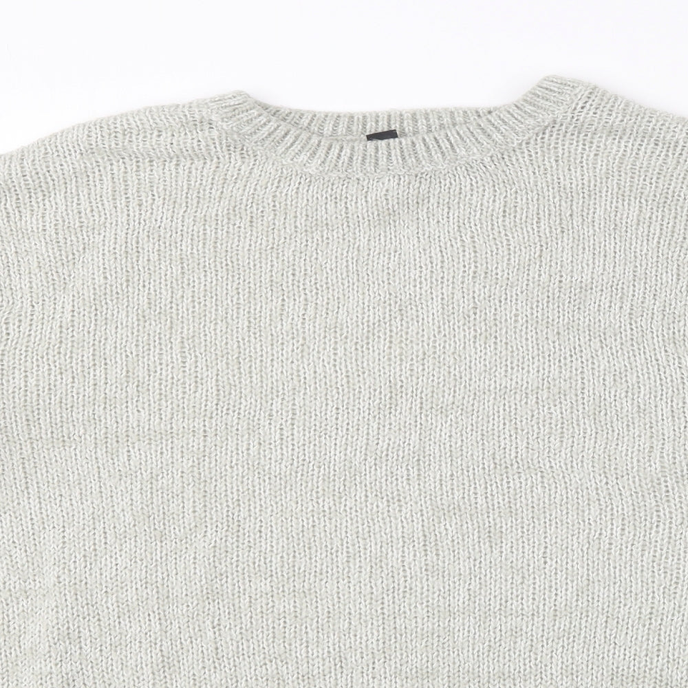 New Look Womens Grey Round Neck  Acrylic Pullover Jumper Size M