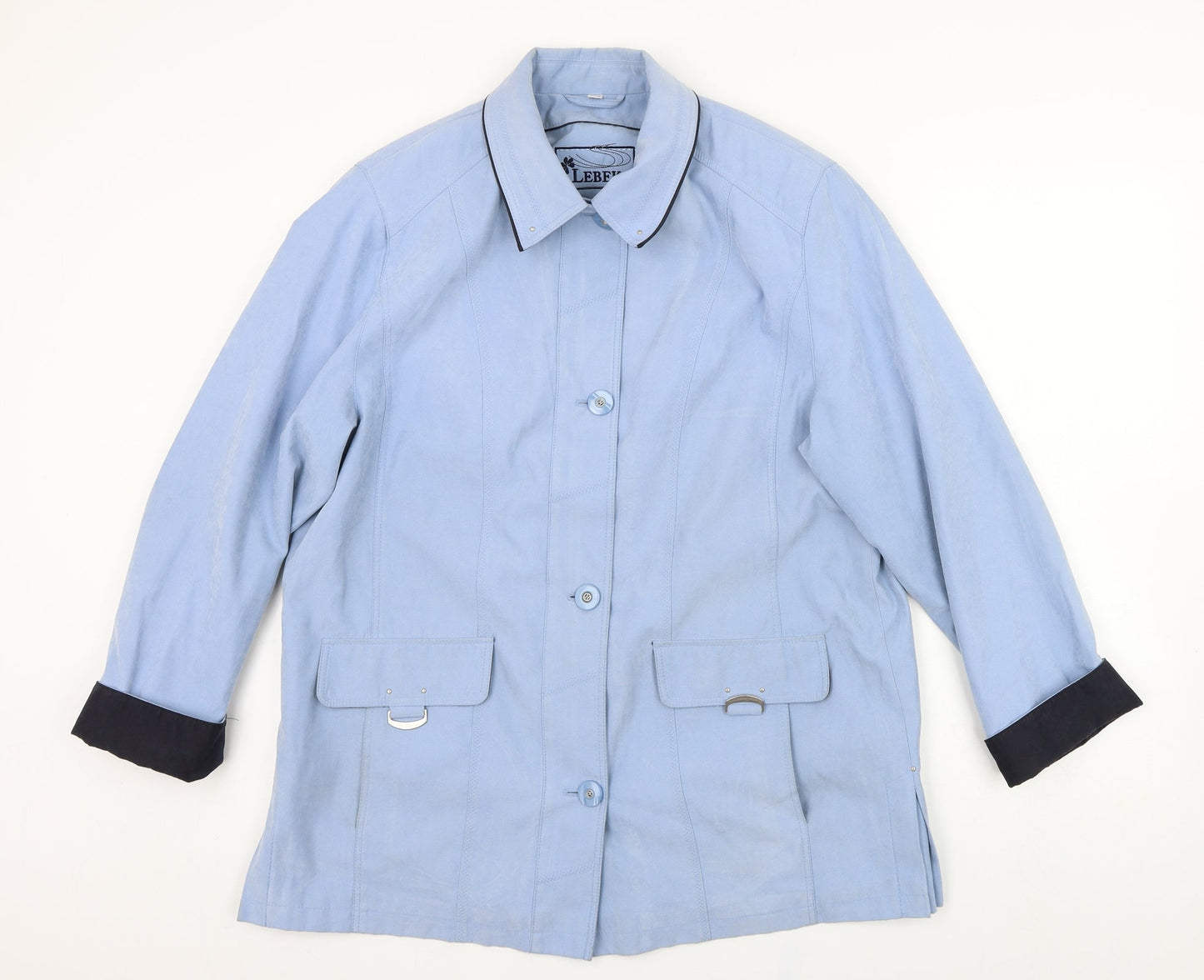 Lebek Womens Blue   Trench Coat Coat Size 16