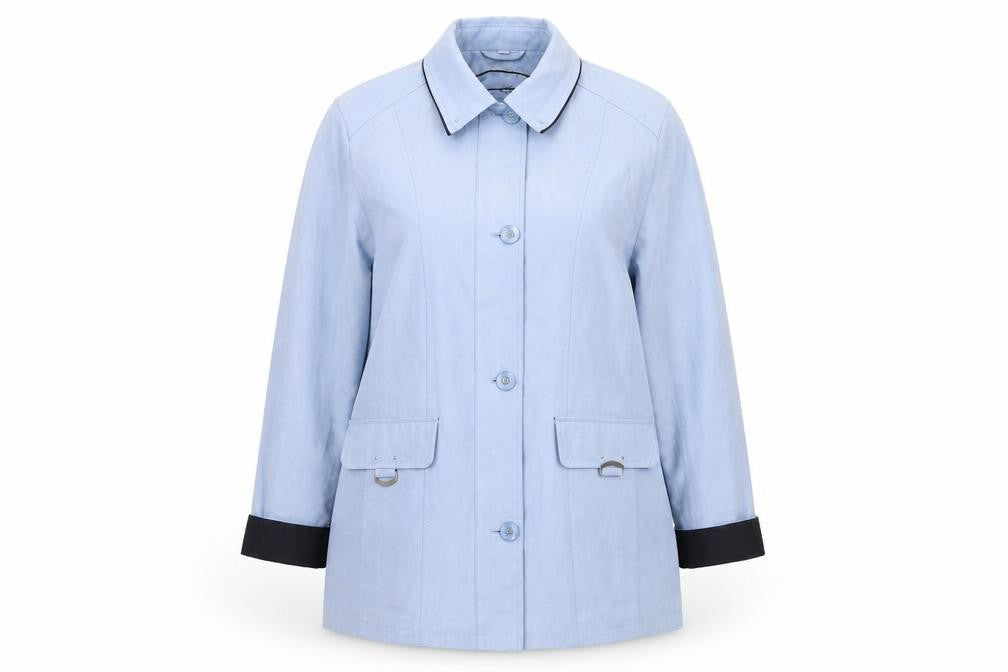 Lebek Womens Blue   Trench Coat Coat Size 16