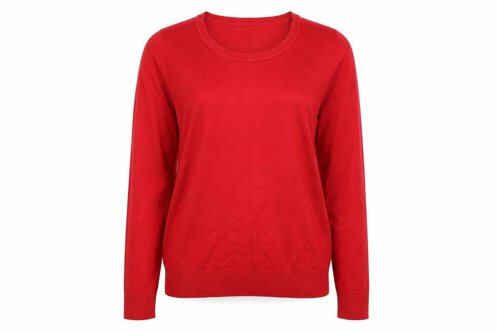 F&F Womens Red Round Neck  Acrylic Pullover Jumper Size 14