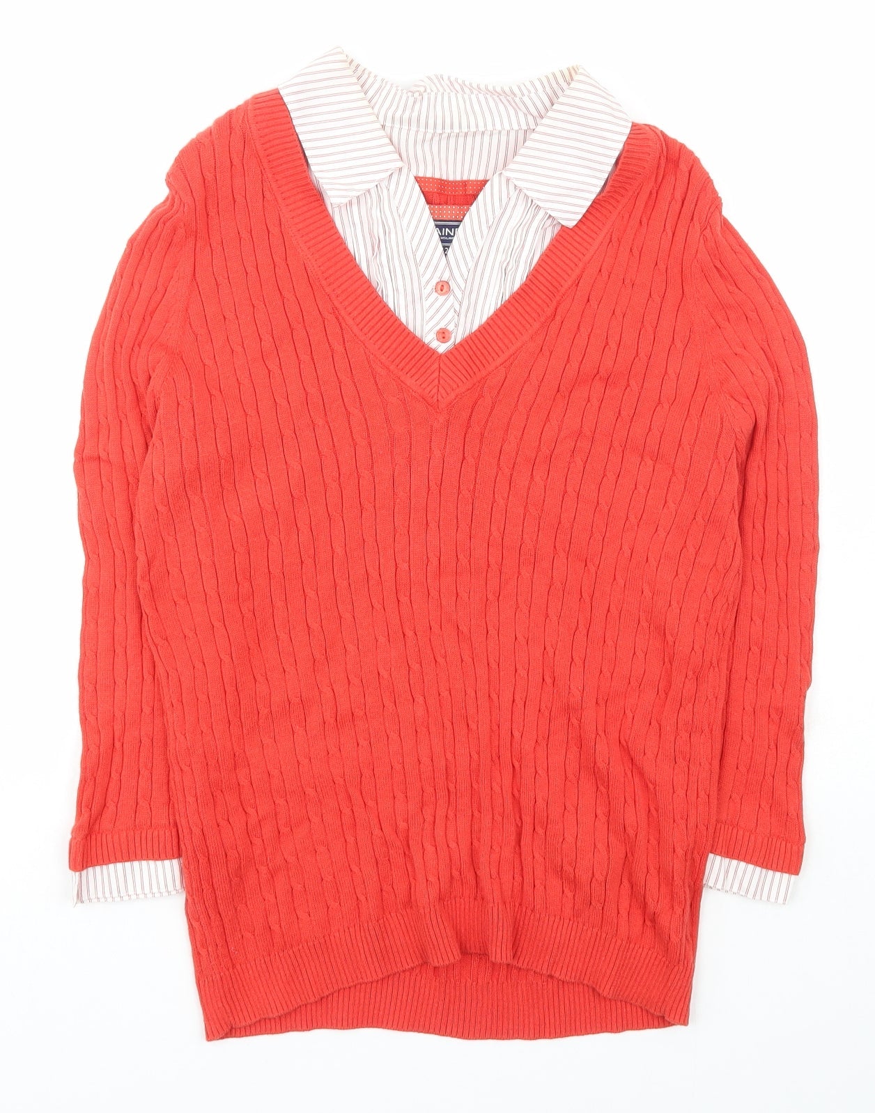 Maine Womens Red Collared  Cotton Pullover Jumper Size 12   - Debenhams