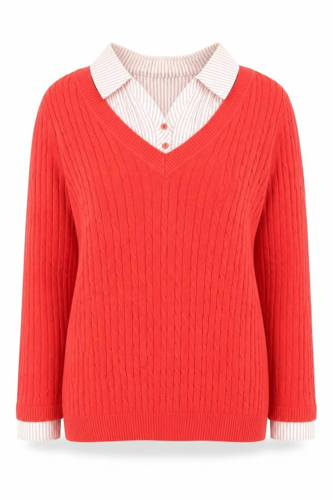 Maine Womens Red Collared  Cotton Pullover Jumper Size 12   - Debenhams