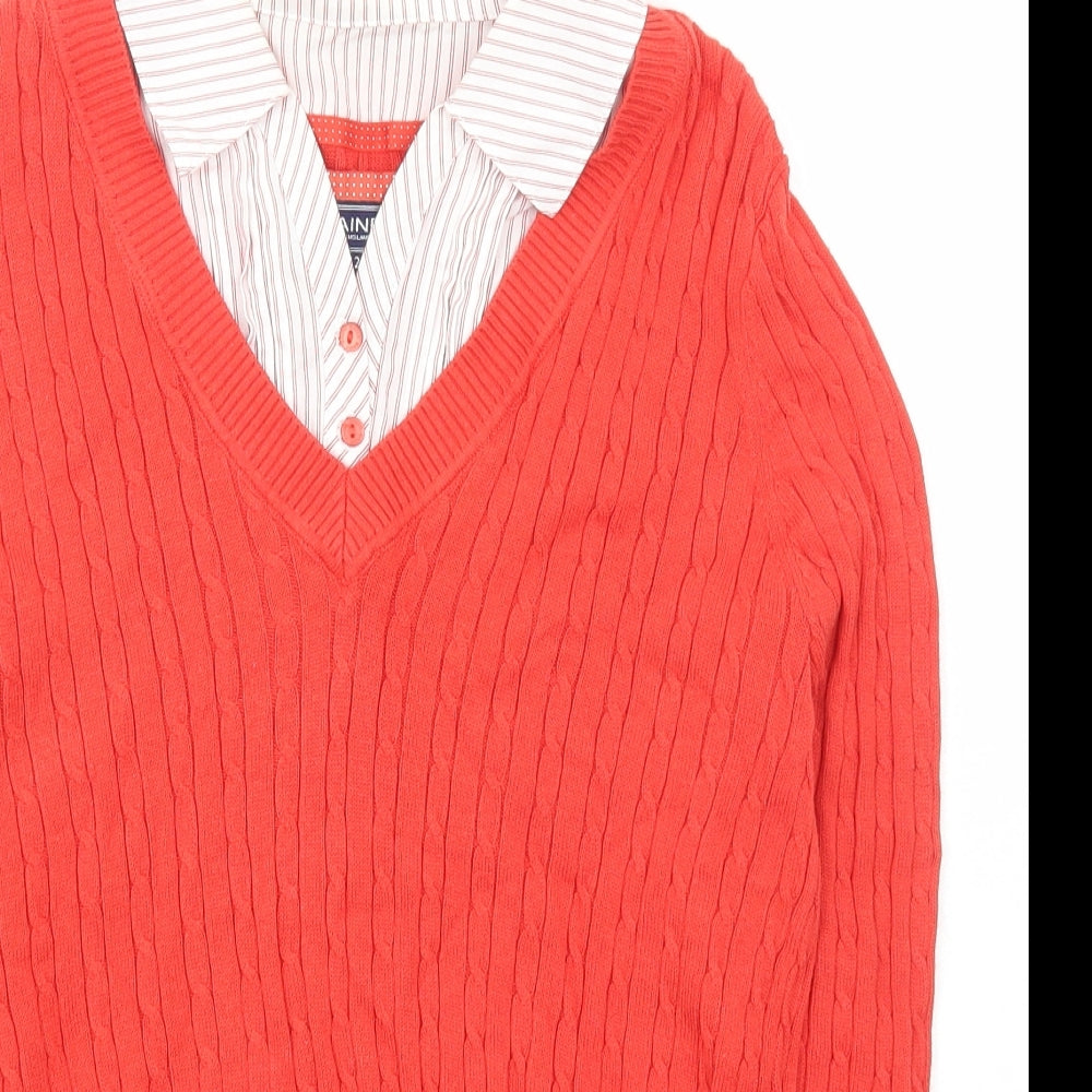 Maine Womens Red Collared  Cotton Pullover Jumper Size 12   - Debenhams