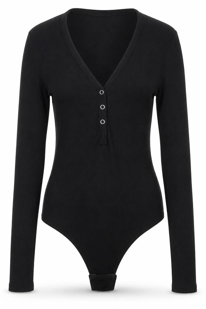 PRETTYLITTLETHING Womens Black  Polyester Bodysuit One-Piece Size 8  Snap