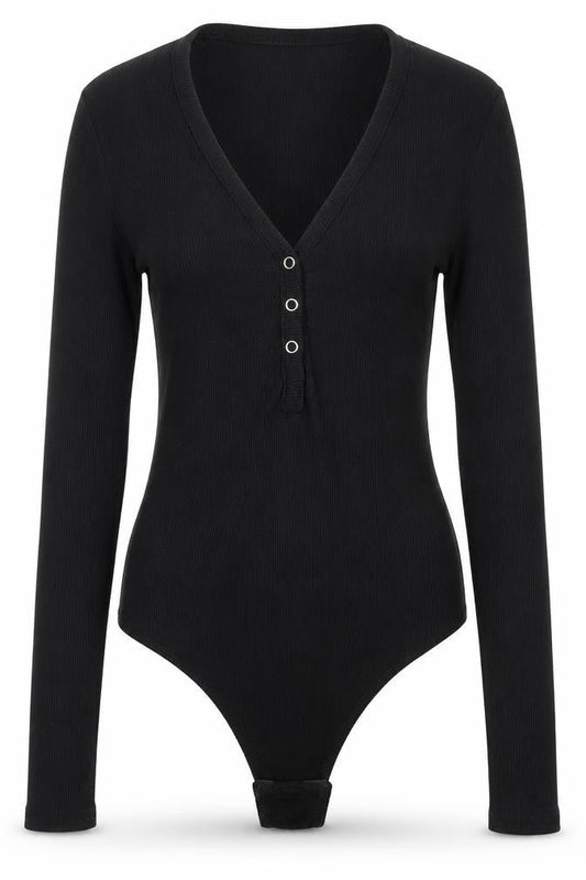 PRETTYLITTLETHING Womens Black  Polyester Bodysuit One-Piece Size 8  Snap
