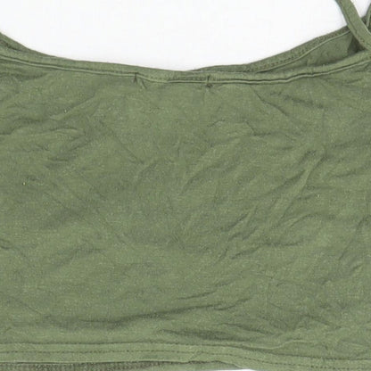 PRETTYLITTLETHING Womens Green  Viscose Basic Tank Size 6 Square Neck - flowers