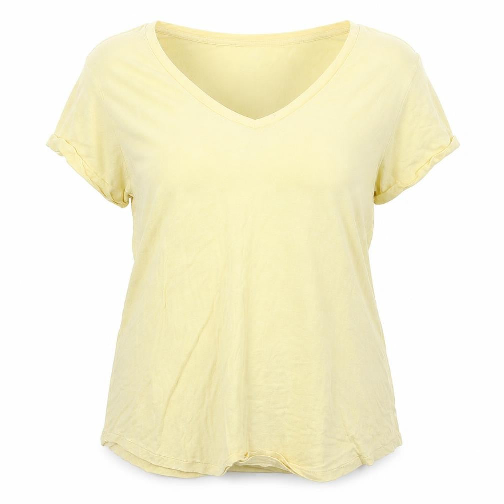Soft & Sexy  Womens Yellow  Viscose Basic T-Shirt Size XL Collared