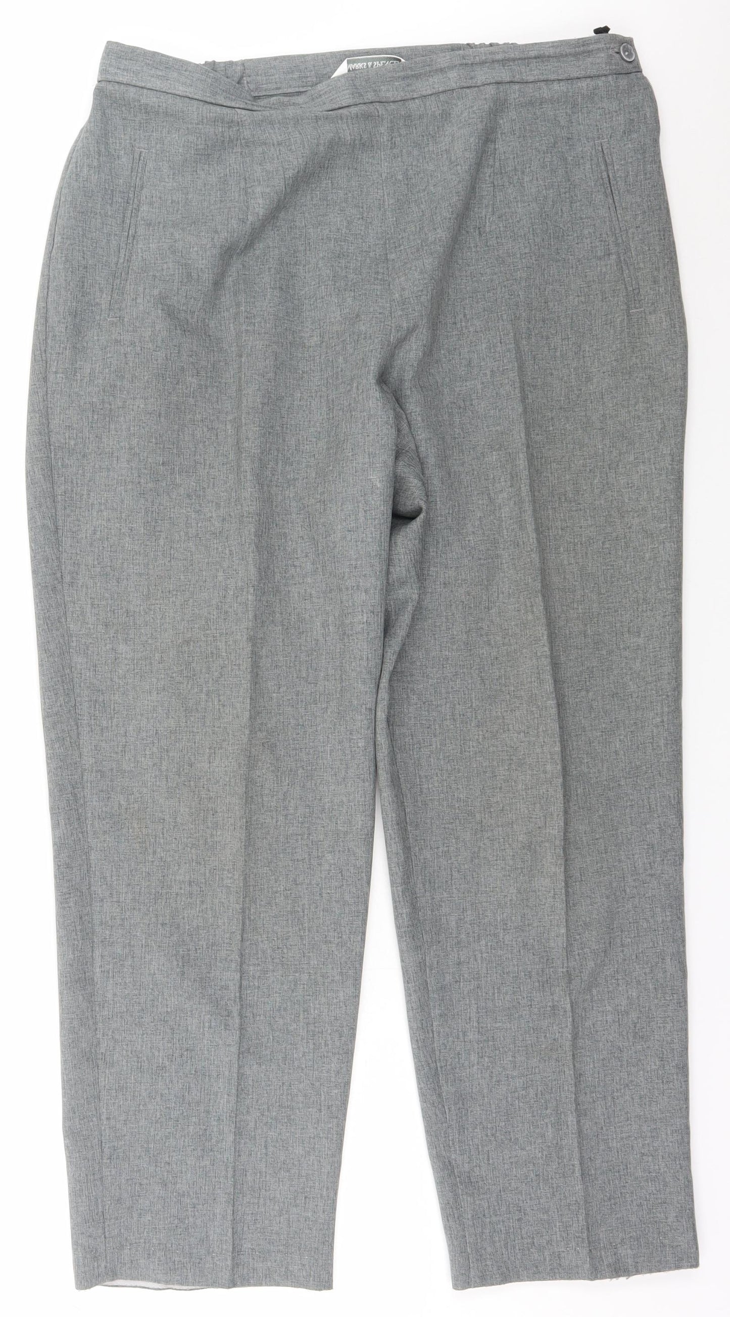Marks and Spencer Womens Green  Polyester Trousers  Size 18 L27 in Regular