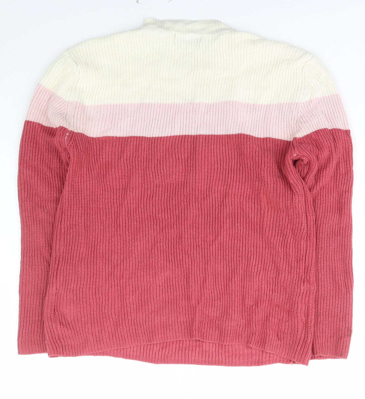 Pure & Natural Womens Multicoloured Mock Neck Striped Acrylic Pullover Jumper Size L