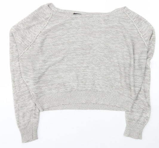 Red London Womens Grey Boat Neck  Acrylic Pullover Jumper Size L