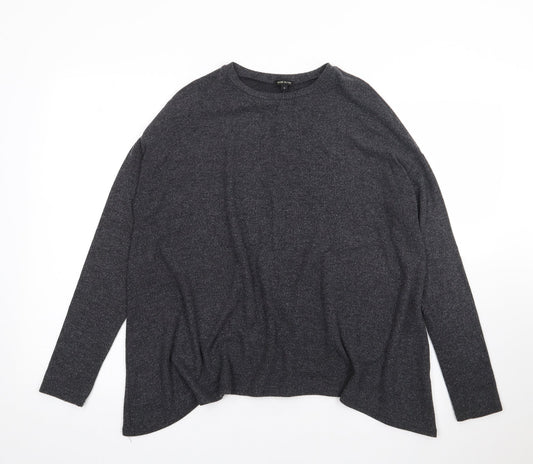 River Island Womens Grey  Viscose Jersey T-Shirt Size 8 Round Neck - Hanky Hem