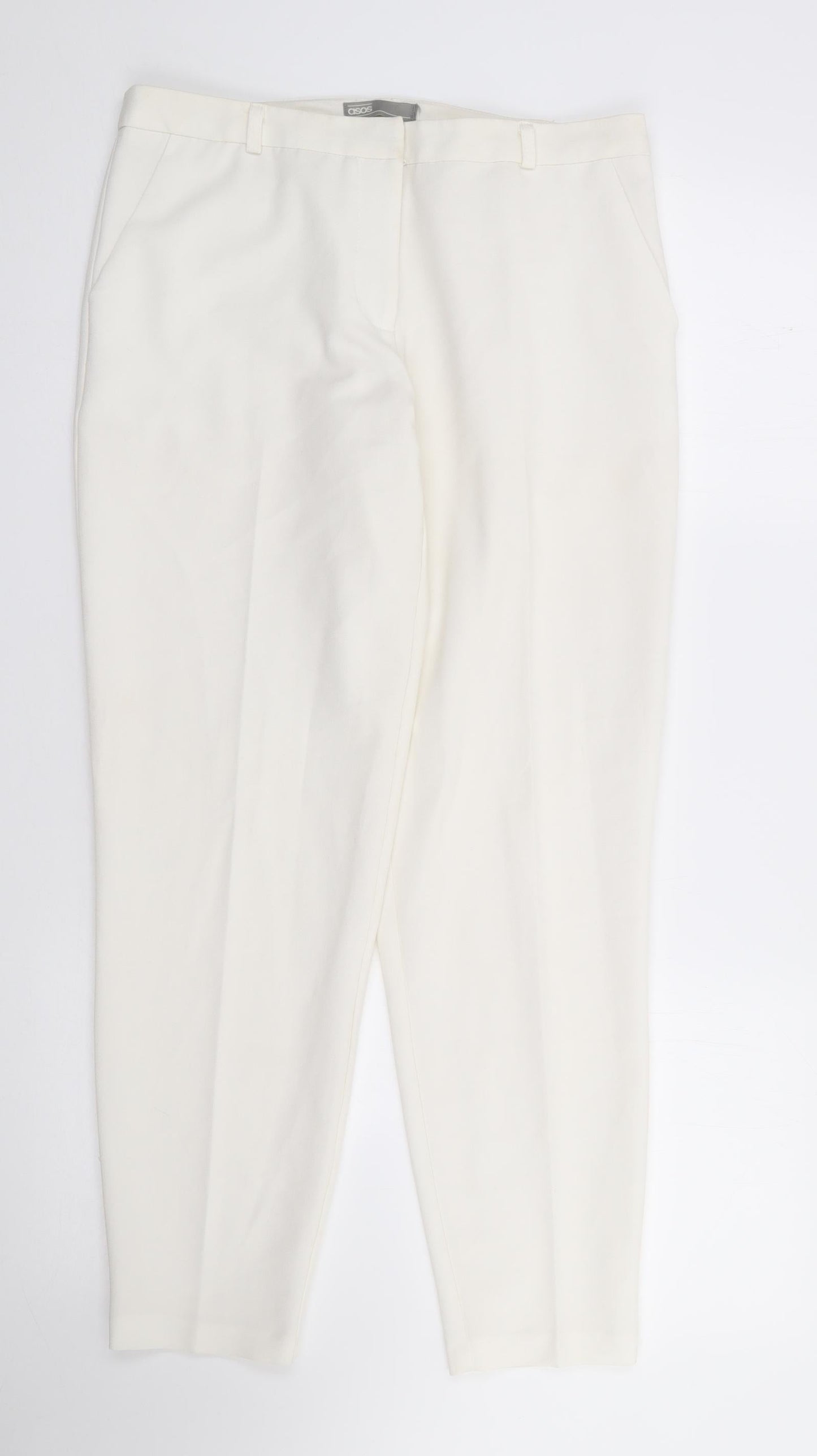 ASOS Womens Ivory  Polyester Trousers  Size S L27 in Regular Zip