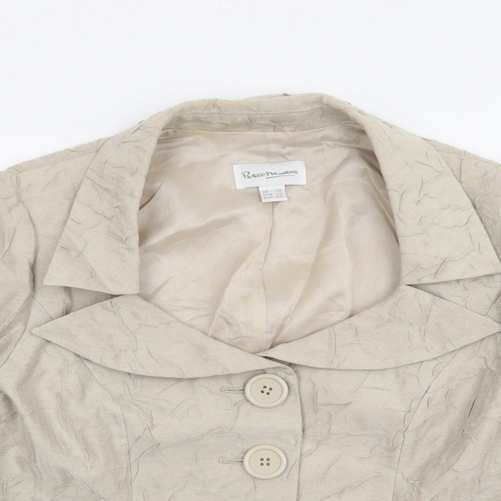 Peter Mantma Womens Beige   Jacket Blazer Size 14  Button