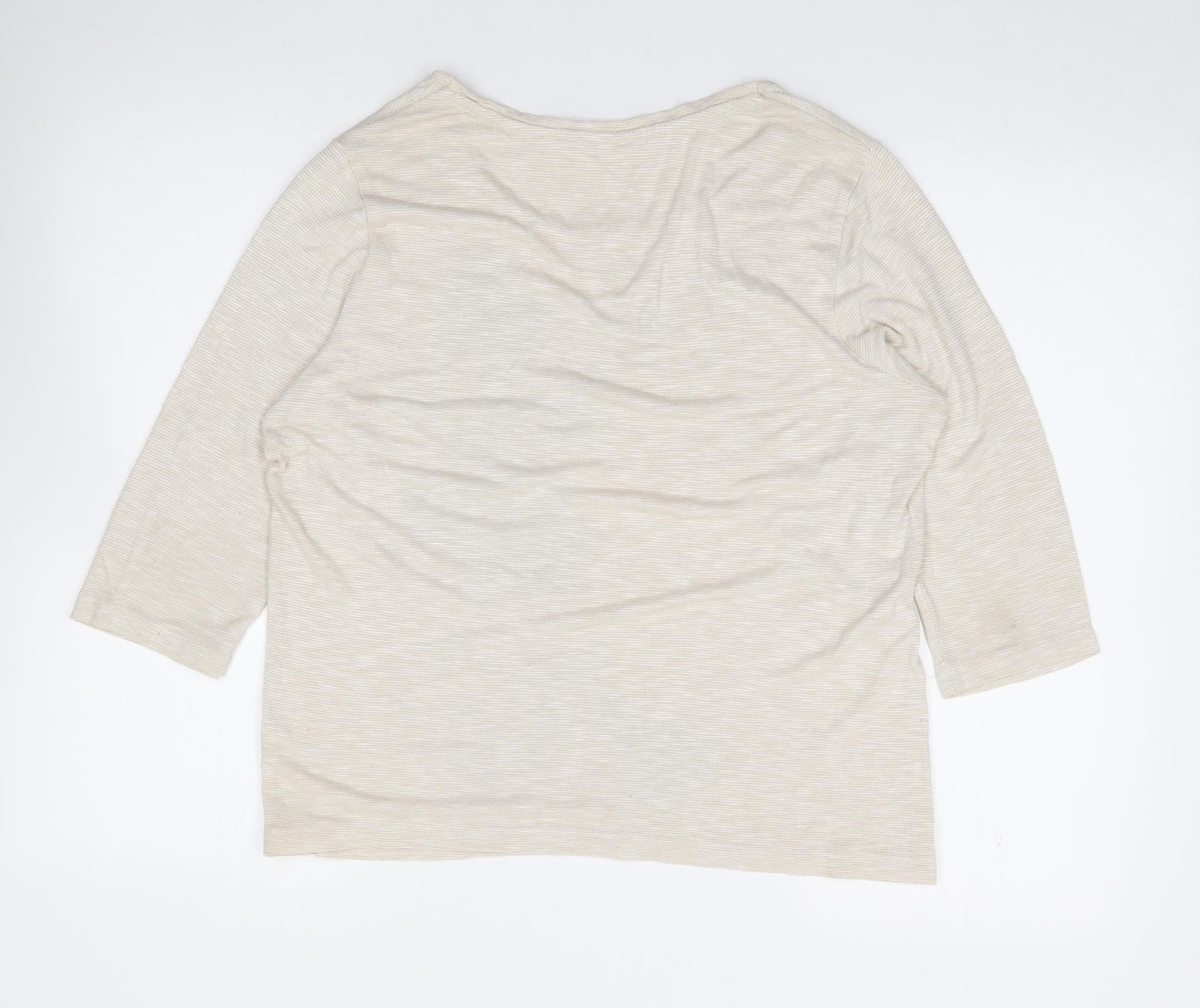 Preworn Womens Beige Floral Polyester Jersey T-Shirt Size M Round Neck
